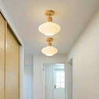 Nordic Striped Glass Oval Semi-Flush Mount Ceiling Light