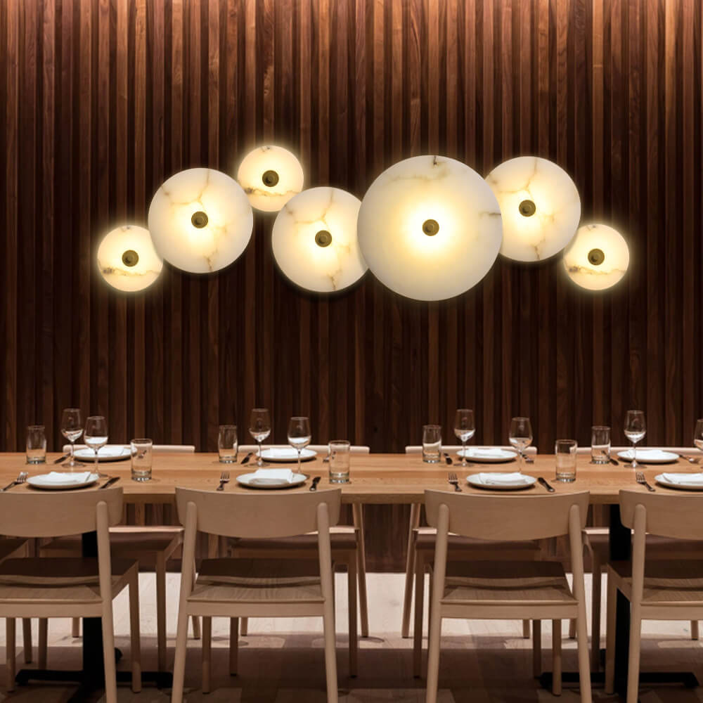 Luxury Round Marble and Iron LED Wall Sconce