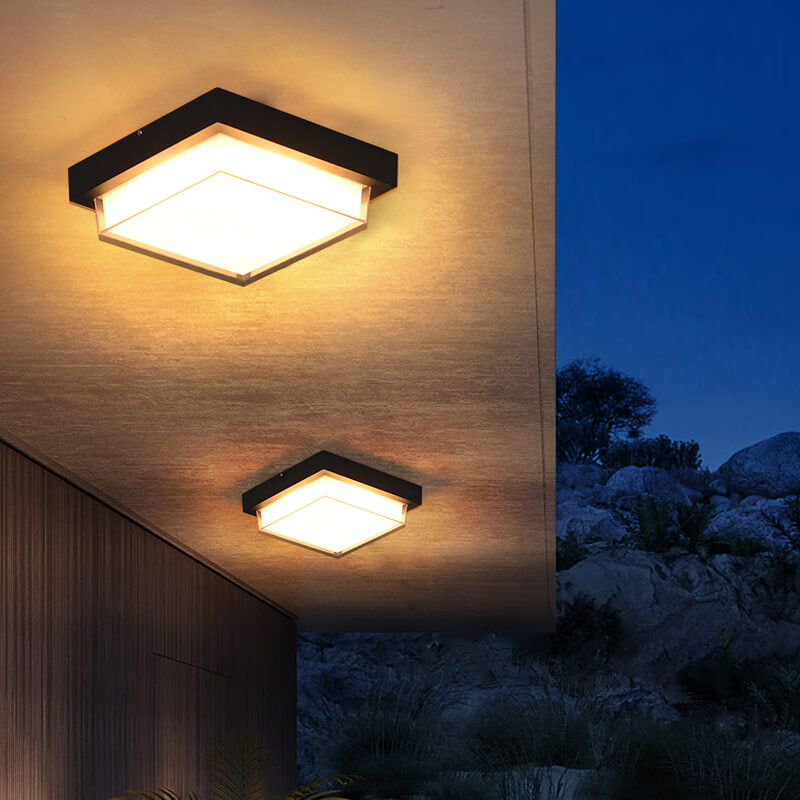 Contemporary Square Aluminum LED Flush Mount Ceiling Light for Outdoor Use