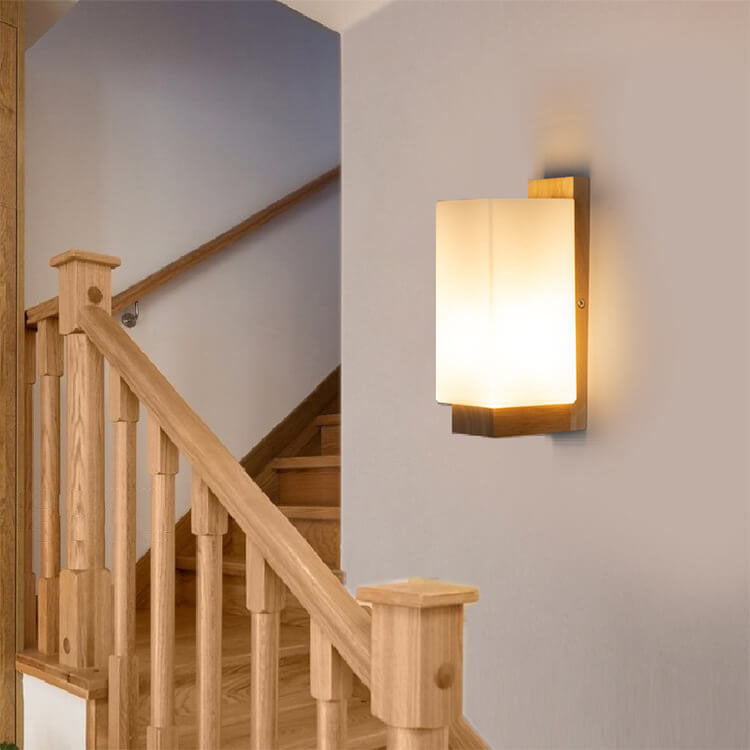 Solid Wood & Glass Wall Sconce