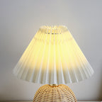 Nordic Rattan Pleated LED Table Lamp for Bedroom
