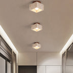 Premium Yellow Travertine Column Semi-Flush Mount Ceiling Light