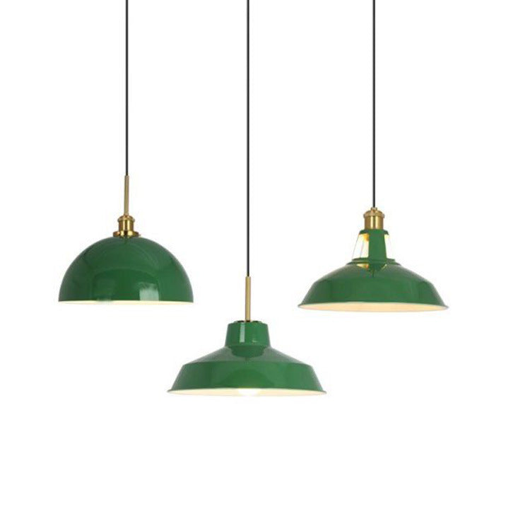 Vintage Green Iron Cone Pendant Light