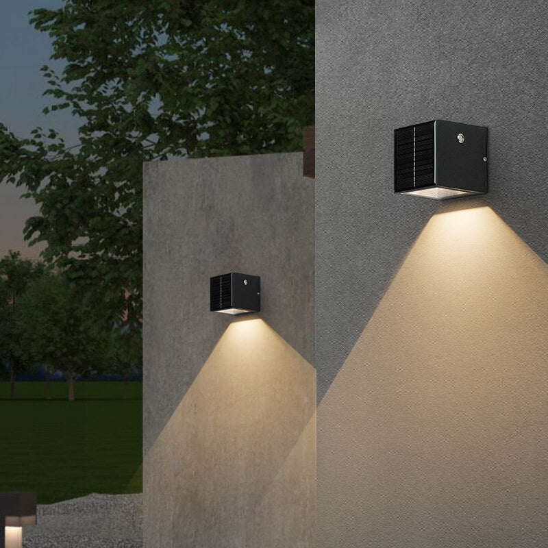 Premium Black Rectangular Solar LED Outdoor Wall Light