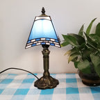 Vintage European Tiffany Square Stained Glass Table Lamp - 1 Light