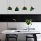 Nordic Vintage Green Brass Glass Island Chandelier - 1, 2, or 3 Lights