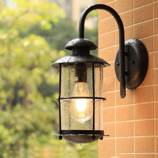 Industrial Iron & Glass Outdoor Sconce