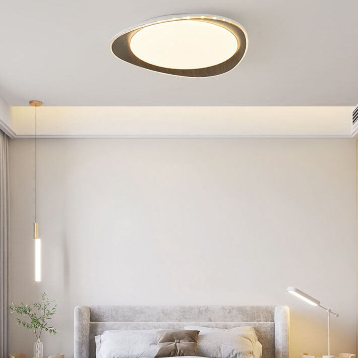 Contemporary Wood Grain Pebble LED Flush Mount Ceiling