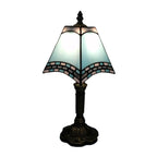 Vintage European Tiffany Square Stained Glass Table Lamp - 1 Light