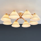 Nordic Wood Pleated Semi-Flush Mount Ceiling Light