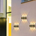 Premium Hexagonal Black and Gold LED Outdoor Wall Sconce