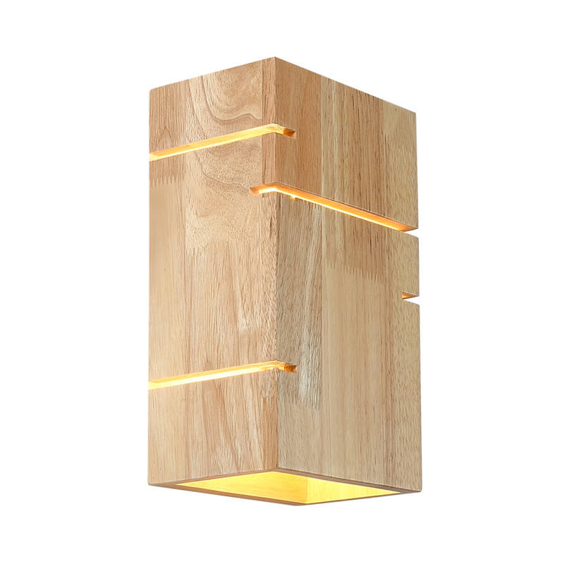 Japanese Wooden Square 2-Light Sconce