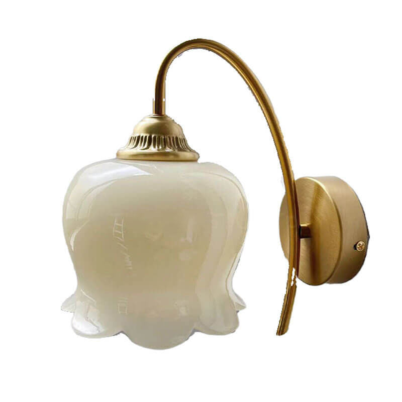 Vintage Cream Petal Resin and Copper Wall Sconce Lamp
