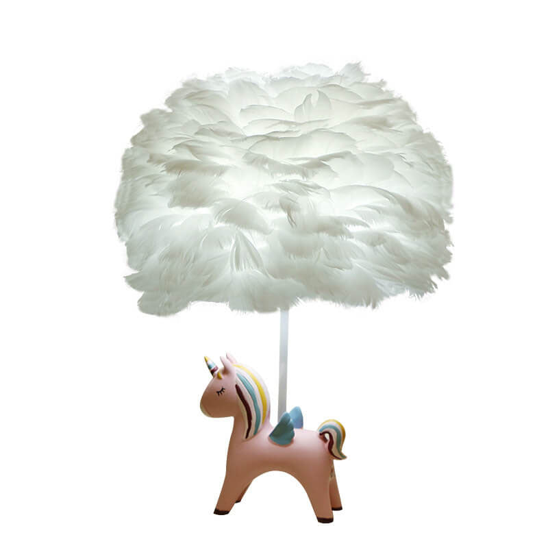Children's Unicorn Feather Table Lamp - 1-Light Modern Design