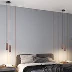 Contemporary Wood Cylinder LED Pendant Light