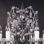 Rustic Vintage French Crystal 6-Light Candelabra Table Lamp