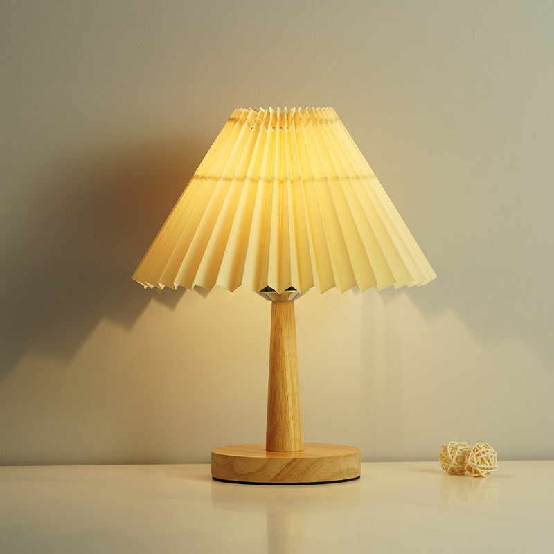 Retro Pleated LED Table Lamp - Umbrella Design