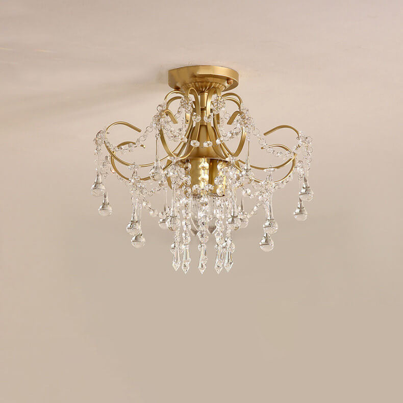 Elegant Crystal Flower Semi-Flush Mount Ceiling Light - 1/3 Light Options