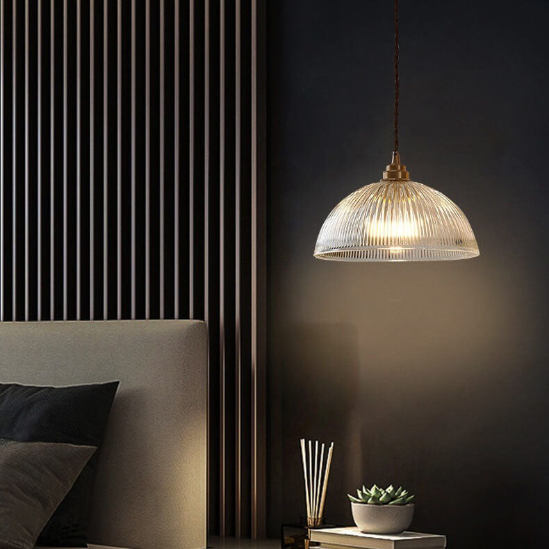 Elegant Clear Glass Dome Pendant Light with Fixture