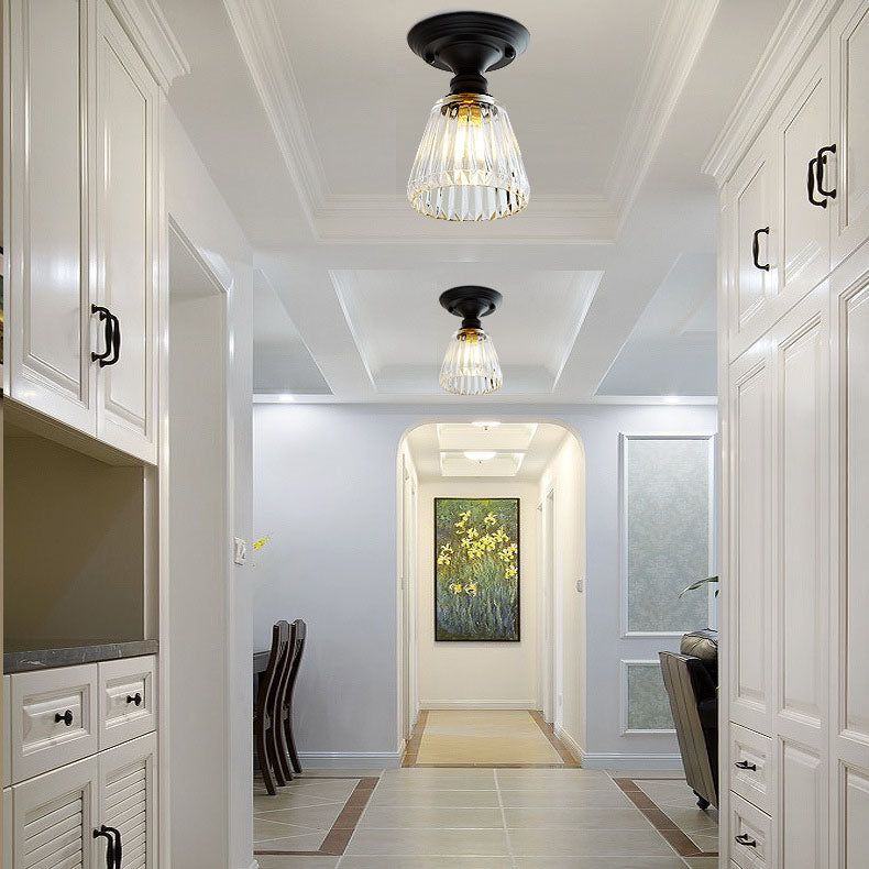 Nordic Vintage Floral Round Semi-Flush Mount Ceiling Light
