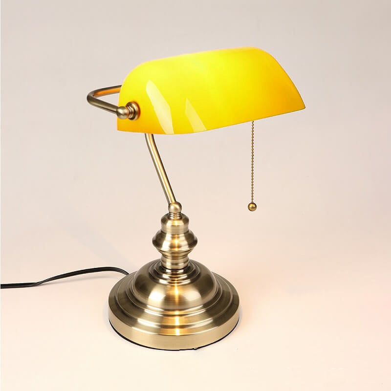 Vintage Glass Table Lamp with Metal Base - 1-Light Zipper Design
