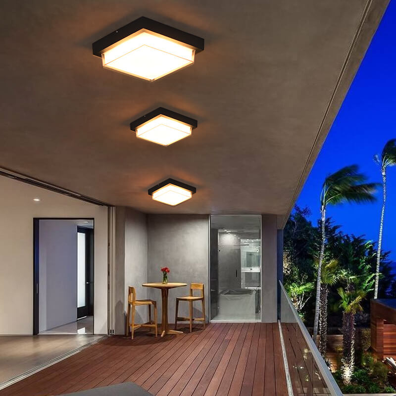 Contemporary Square Aluminum LED Flush Mount Ceiling Light for Outdoor Use