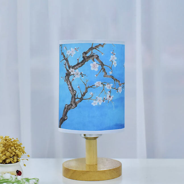 Contemporary Minimalist Fabric and Wood LED Table Lamp