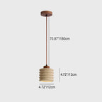 Premium Yellow Travertine Cylinder Pendant Light with Wooden Accents