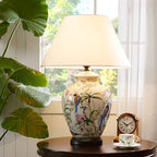 Premium Retro Ceramic Flower and Bird Table Lamp - 1 Light