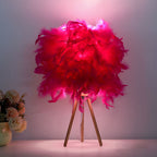 Art Deco Feather Wood Cylinder Table Lamp - 1-Light Design for Bedside