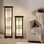 Premium Rectangular Parchment Wood Floor Lamp - 1-Light Design for Entertainment Spaces