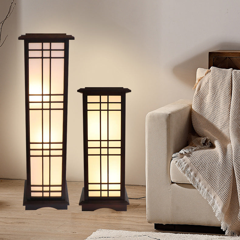Premium Rectangular Parchment Wood Floor Lamp - 1-Light Design for Entertainment Spaces