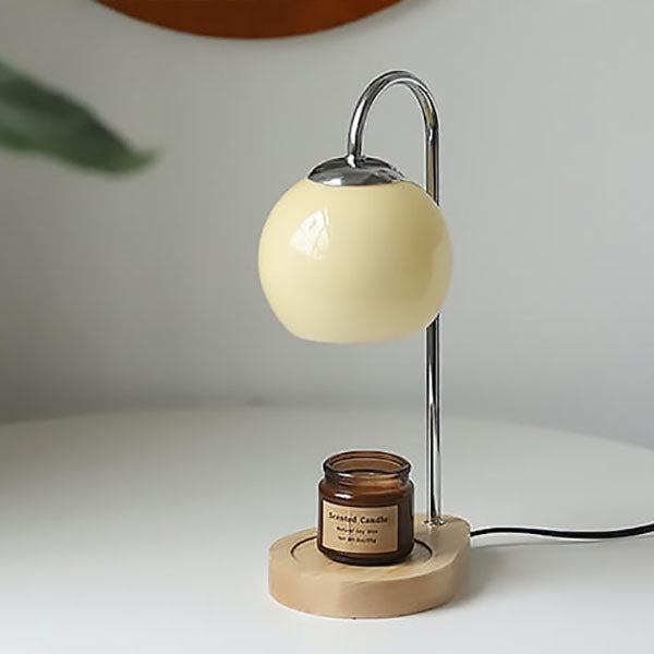 Elegant Solid Wood Spherical Candle Table Lamp - 1-Light Design