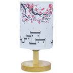Contemporary Minimalist Fabric and Wood LED Table Lamp