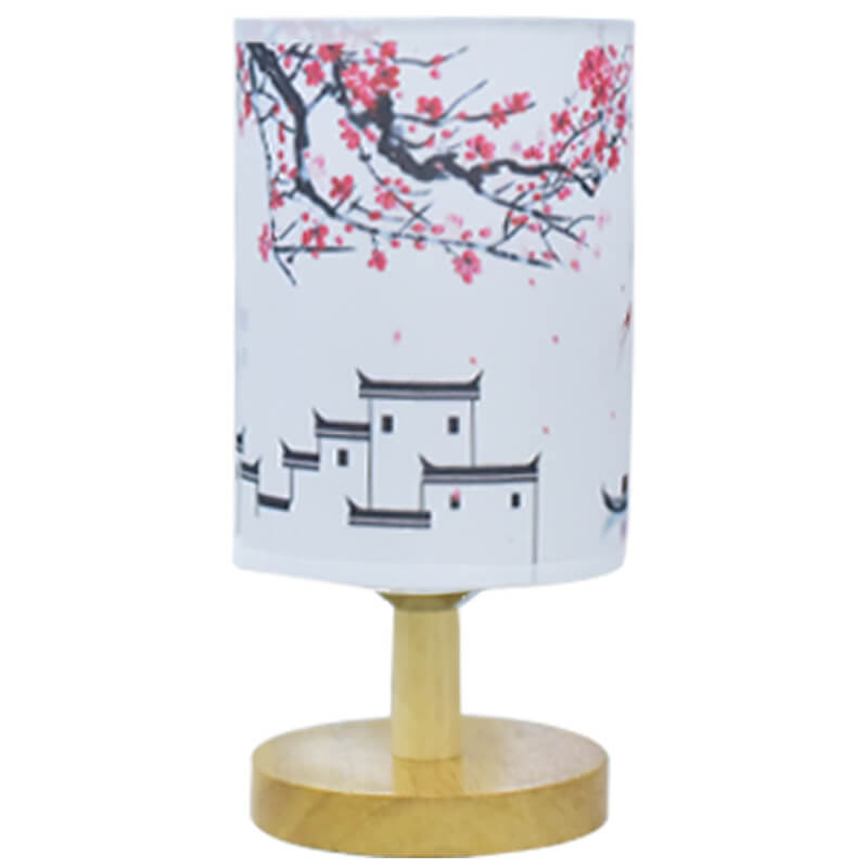 Contemporary Minimalist Fabric and Wood LED Table Lamp