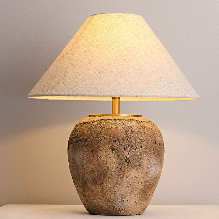 Shabby Chic Cone Fabric Ceramic Table Lamp - 1-Light Design for Bedroom