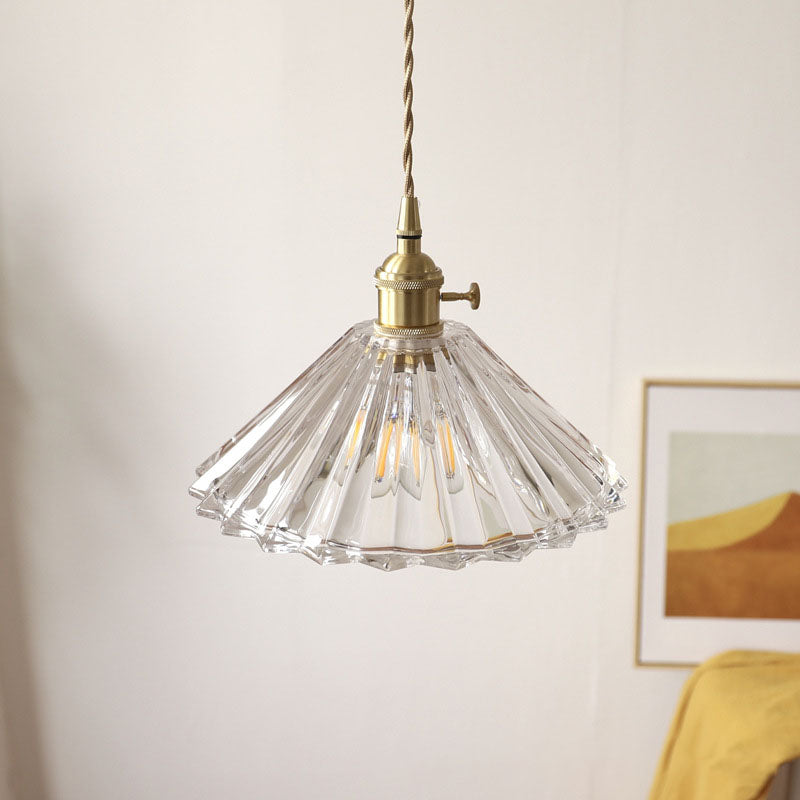Vintage Clear Glass Brass Pendant Light - Nordic Minimalist Design
