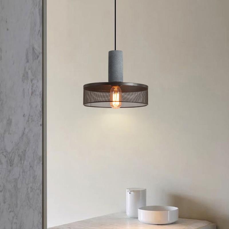 Industrial Tapered Cement Pendant Light - 1-Light Fixture for Living Room