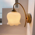 Vintage Cream Petal Resin and Copper Wall Sconce Lamp