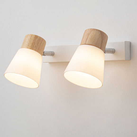 Minimalist Rubber Wood & Iron Wall Sconce