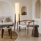 Premium Chinese Fabric Cylinder Shade Wood Tripod Floor Lamp - 1-Light Design for Study