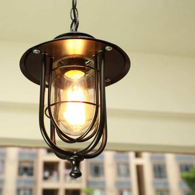 Vintage Aluminum and Glass Outdoor Pendant Light