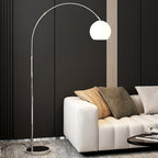 Scandinavian Glass Round Shade Floor Lamp - 1-Light Iron Design for Living Room