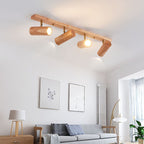 Japanese Minimalist Solid Wood Flush Mount Ceiling Light - Available in 1, 3, or 4 Lights