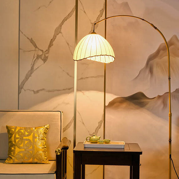 Vintage Marble Fishing Imitation Bamboo Floor Lamp - 1-Light Design