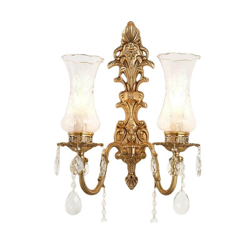 French Crystal Brass Wall Sconce