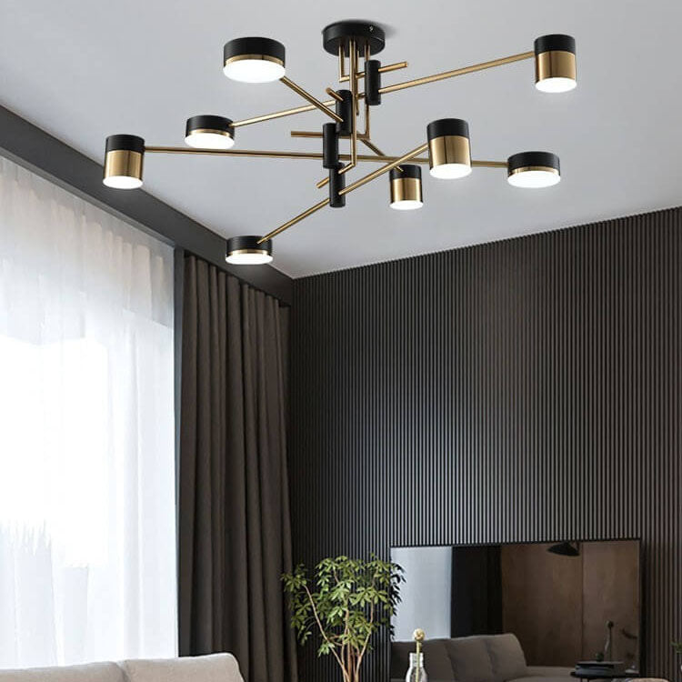 Elegant Black and Gold Semi-Flush Mount Light - 4 to 8 Bulb Design