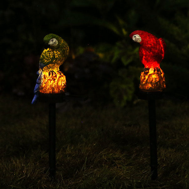 Colorful Solar-Powered Waterproof Resin Parrot LED Garden