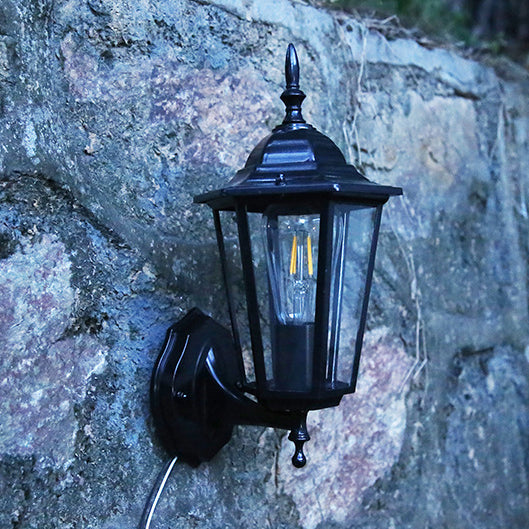 Modern Hexagonal Aluminum Outdoor Wall Sconce with Frosted