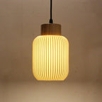 White Ceramic Cylindrical Pendant Light - Nordic Japanese Design